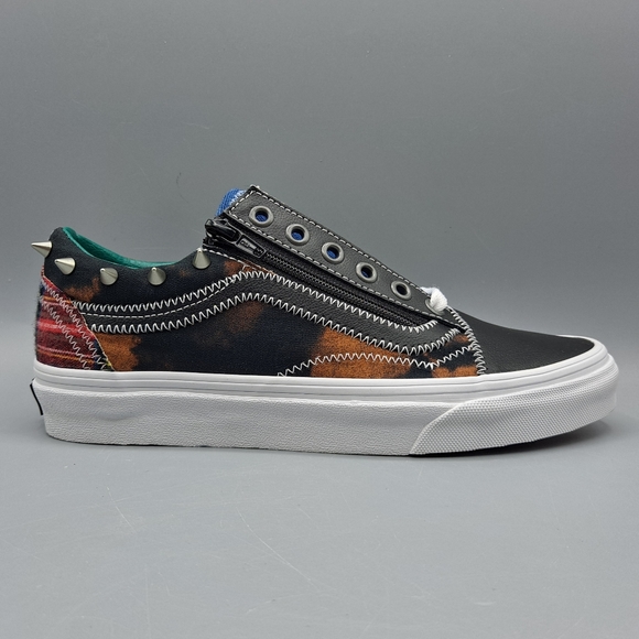 New Vans Old Skool Zip Tartan Daze Acid Dye Plaid Studs Spikes Punk Women's 7 - Picture 3 of 10